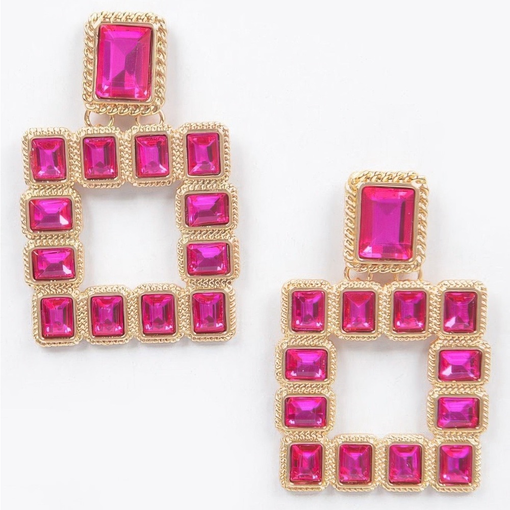 Multi Square Gemstone Earrings